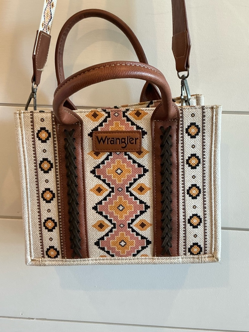 Wrangler Tan & Brown Aztec Crossbody Satchel